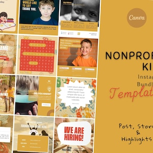 Nonprofit Kids Instagram Bundle Kit | Nonprofit Kids Post Templates | Nonprofit Kids Story Templates| Nonprofit Kids Highlights