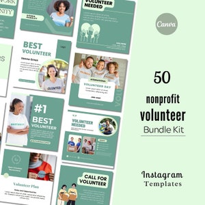 Volunteer Instagram Post Templates | Nonprofit Instagram Templates |  Nonprofit Social Media Templates | Voluntary | Volunteer Content