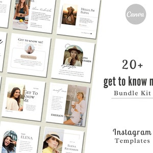 Get to Know Me Instagram Templates | About Me Instagram Templates | Personal Introduction Instagram Templates | Canva Templates