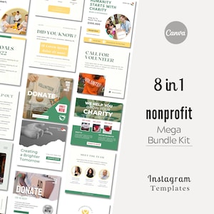 Nonprofit Mega Bundle Kit | Nonprofit Social Media Templates | Nonprofit Post, Story, Reels, Highlights, Stickers | Canva Templates