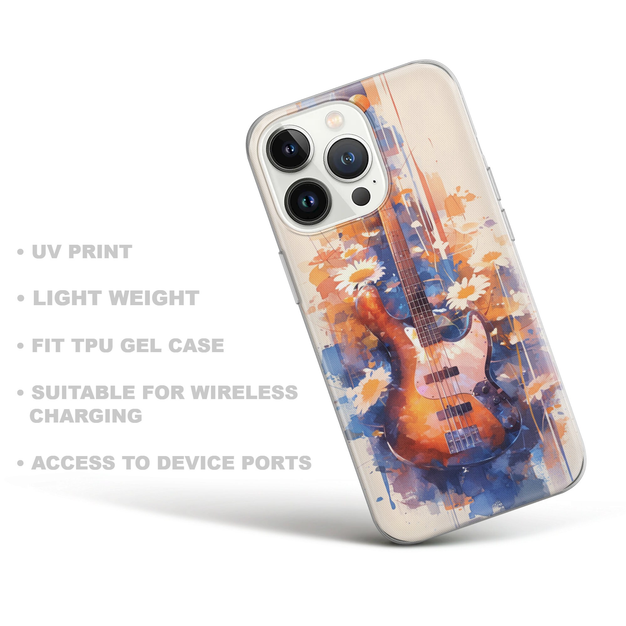 Guitar Phone Case Musical Instrument Cover for iPhone 15pro, 14