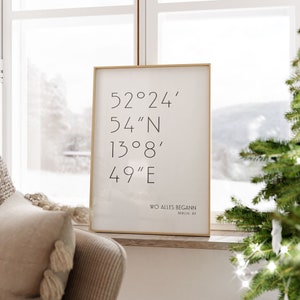 Personalisiertes Koordinaten Poster, Persönliches Geschenk Wo Alles Begann, Personalisiertes Geschenk Jahrestag Hochzeitstag Weihnachten