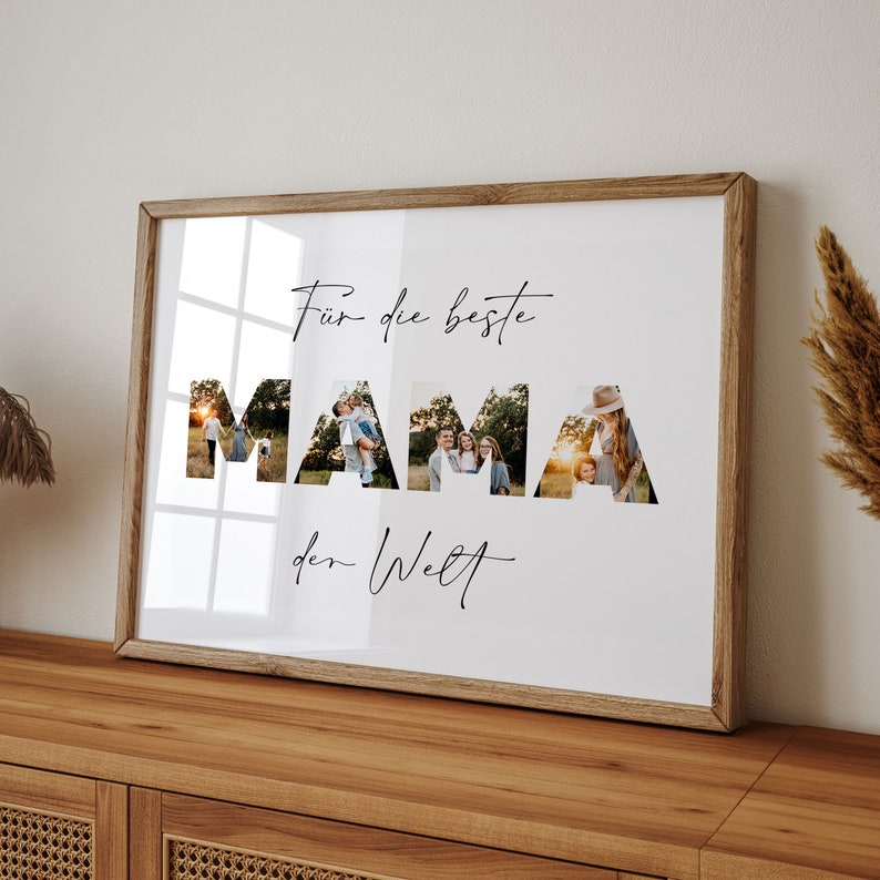 Weihnachtsgeschenk Mama mit naturfarbenem Rahmen