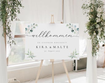Welcome sign wedding eucalyptus, wedding decoration, wedding welcome sign, wedding sign, eucalyptus decoration wedding HWH10