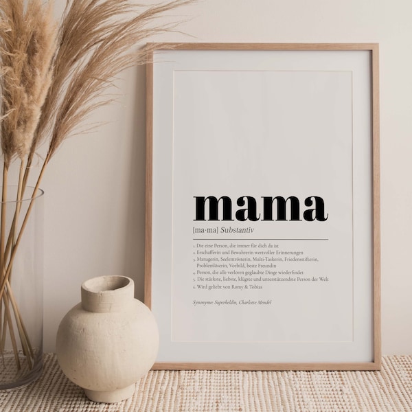 Mama Definition Poster Personalisiert Muttertagsgeschenk Muttertag Geschenk Ideen Mama Geburtstag Beste Muttertags Geschenke Persönlich