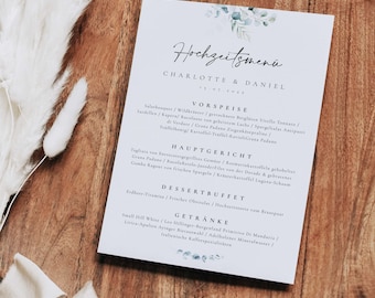 Wedding Menu, Boho Menu Cards Wedding, Menu Card Eucalyptus, Drink Menu Wedding