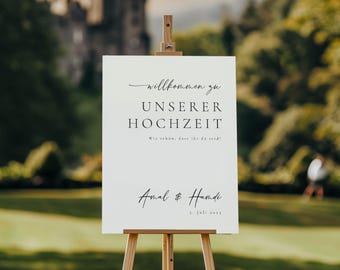 Willkommensschild Hochzeit Elegant, Hochzeitsdeko, Hochzeit Willkommensschild, Hochzeitsschild Deutsch, Willkommen Schild Hochzeit HWV5