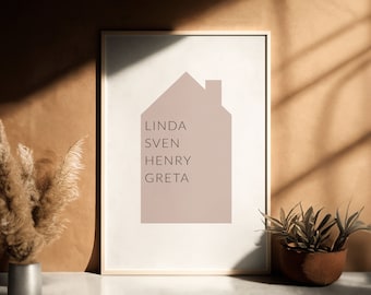 Personalisiertes Familien Poster, Haus Familienposter Koordinaten, Personalisiertes Geschenk, Einzug, Wohnung, Haus, Einweihungsgeschenk