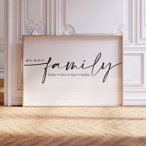 Familienposter mit Herzen, Familie Personalisiert, Familienbild Geschenk zur Geburt, Hochzeit, Umzug, Personalisiertes Geschenk für Familien