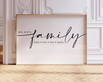 Familienposter mit Herzen, Familie Personalisiert, Familienbild Geschenk zur Geburt, Hochzeit, Umzug, Personalisiertes Geschenk für Familien