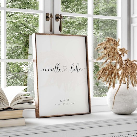 Personalisiertes Pärchen Namenposter, Pärchen Geschenke, Jahrestag Geschenk für Ihn, Geschenke für Paare, Hochzeit, Verlobungsgeschenk
