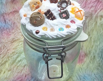 Tarro de dulces con nombre personalizado - Tarro de caramelos - Tarro de caramelos kawaii para regalar en estilo Decoden Art con nombre