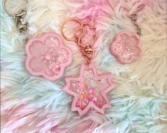 Llavero de flor de cerezo | Agitador de flor de cerezo: un bonito llavero de resina para agitar
