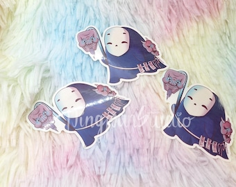 Nomi - Pegatina de fantasma japonés | Bonita pegatina de fantasma sin mascarilla