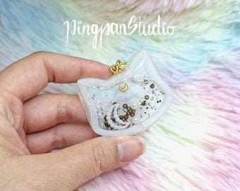 Agitador de gato Sailor M 'Artemis' | Bonito llavero de resina con forma de gato blanco para agitar