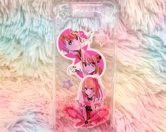 Funda de teléfono personalizada de anime kawaii: funda de resina con pegatinas