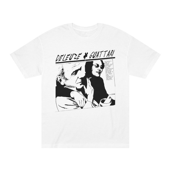 Gilles Deleuze Felix Guattari Sonic Youth Bootleg Vintage Retro Philosophy Postmodern D&G French Critical Theory y2k 90s boxy tshirt shirt