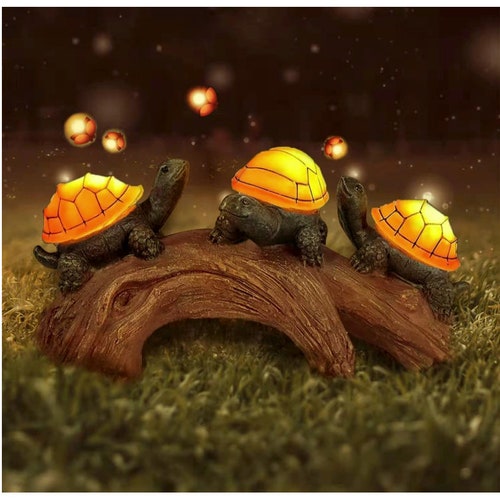 Solar Powered Turtles Light LED Decor Etsy