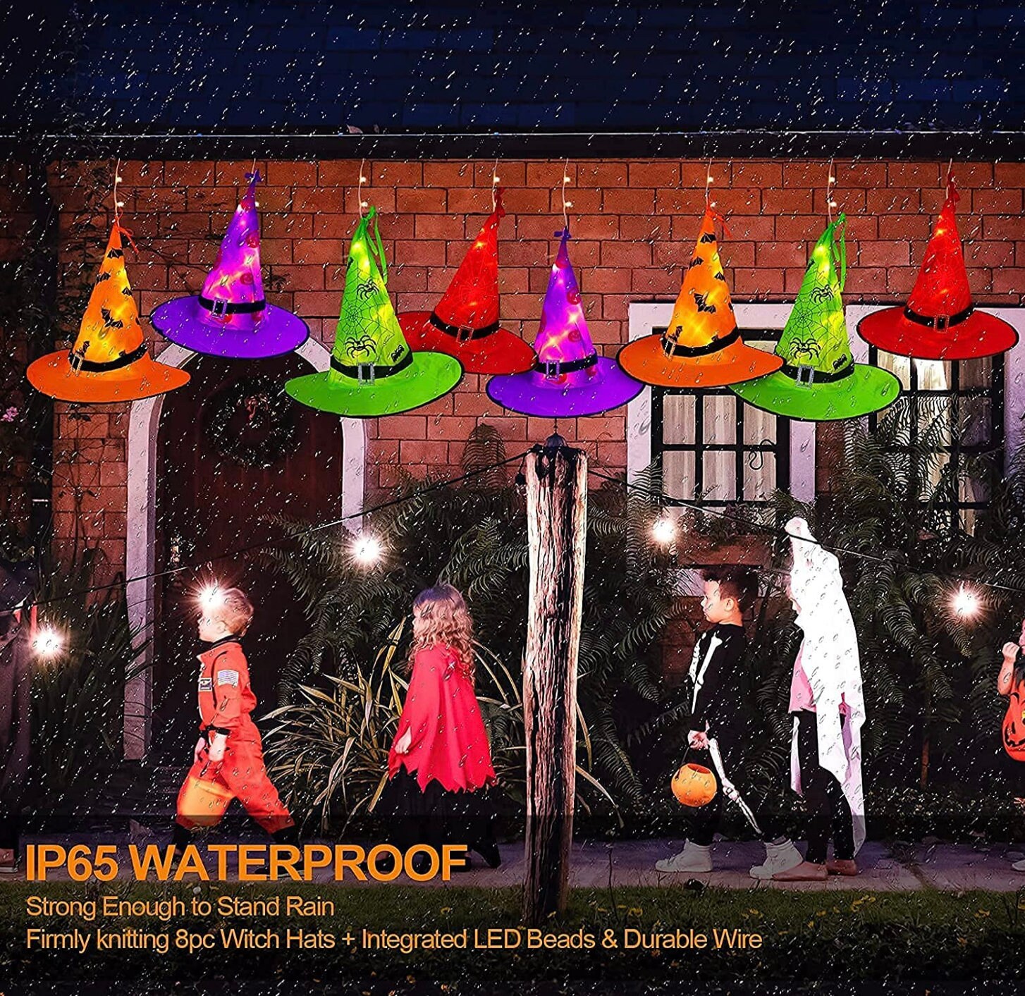 Halloween Decor Lighted Witch Hats 8pcs Hanging Glowing Witch Etsy