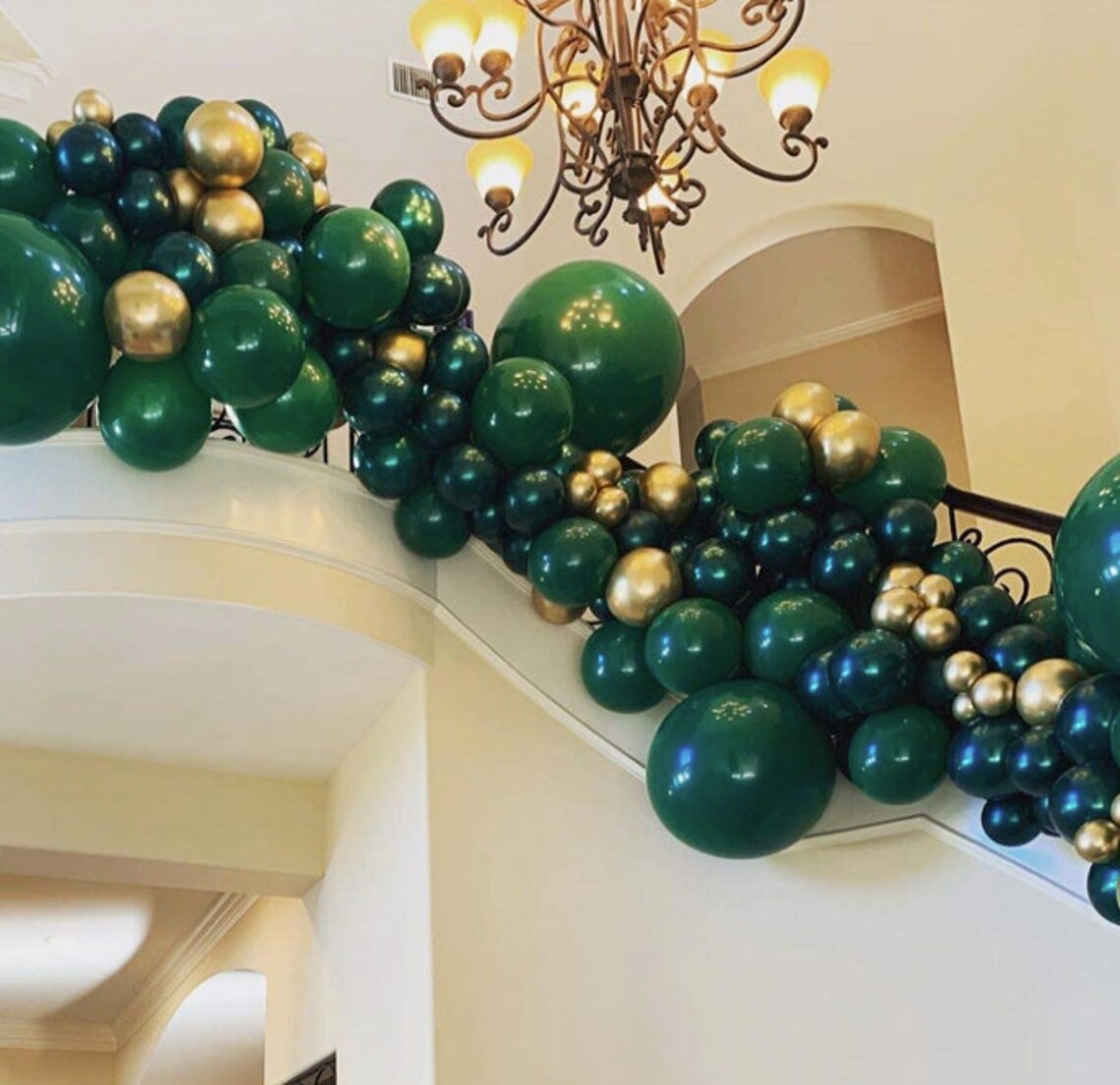 70 Pcs Green Gold Balloons Garland Arch Kit Dark Green Balloon Etsy