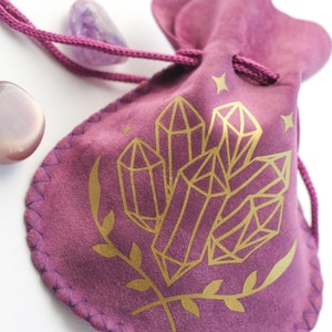 Crystal pouches | Purple Suede bags | Crystals storage | Celestial | Metaphysical | Spiritual Gift | Healing