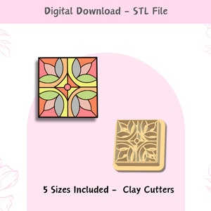 Stained Glass Embossing Cutter for Polymer Clay | Digital STL File | Clay Tools | 5 Sizes Clay Cutters