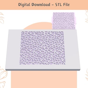 May include: Digital download STL file for a 3D printed mould with a geometric pattern of small triangles. The mould is designed for creating decorative items or cake toppers.