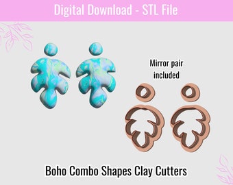 Coupe-pâte à modeler Boho Combo 01 pour pâte polymère | Fichier numérique STL | Outils d'argile | 3 tailles de boucles d'oreilles emporte-pièces