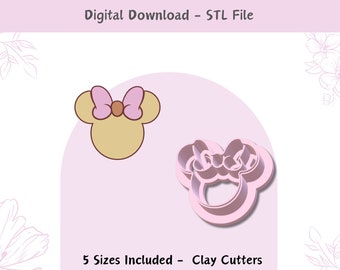 Mouse Ears & Bow Clay Cutter: Polymer Clay Jewelry, Cookie Designs (Digital STL File)
