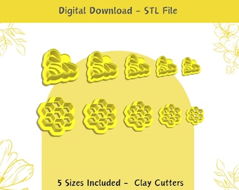 Bee and Hive Clay Cutter Set: Spring Jewelry/Cookie Design (Digital STL File)