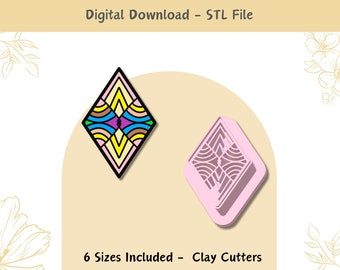 Mandala Diamond Clay Cutter: Embossing Tool, 6 Sizes (Digital STL File)