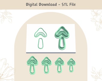 Arquivo STL para cortador de argila de cogumelo: joias de argila de polímero e designs de biscoitos (download digital)