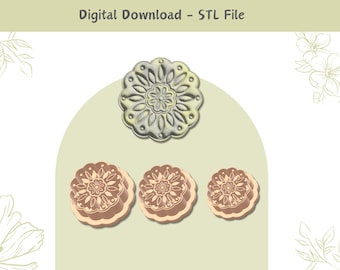 Mandala Flower Clay Cutter: 3 Sizes, Jewelry & Cookie Design (Digital STL File)