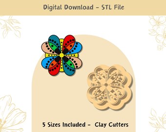 Mandala Flower Clay Cutter: Polymer Clay Jewelry & Cookie Designs (Digital STL File)