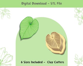 Monstera Leaf Embossed Clay Cutter: Jewelry & Cookie Design (Digital STL File)