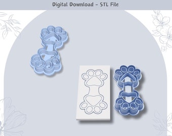 Paw Print Keychain Clay Cutter STL File: 3D Print Tool (Digital Download)