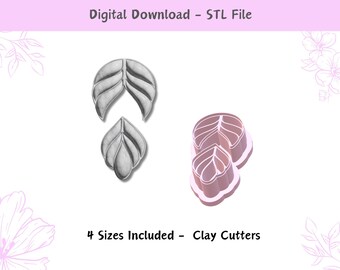 Embossed Leaf Clay Cutter: Jewelry & Cookie Design (Digital STL File)