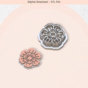 Floral Clay Cutter: 5 Sizes Flower Clay Cutters (Digital STL File)