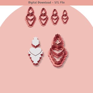 Valentine Heart Clay Cutter: Jewelry & Cookie STL File (Digital Download)