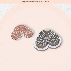 Rainbow Flower Clay Cutter: Jewelry & Cookie STL File (Digital Download)