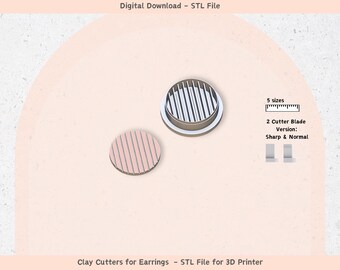 Juego de cortadores de pendientes de arcilla polimérica STL: Diseño minimalista moderno (descarga digital)