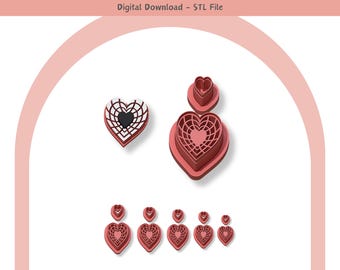 Heart Polymer Clay Cutter STL File: Jewelry & Cookie Design (Digital Download)