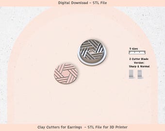 Juego de cortadores de pendientes de arcilla polimérica STL: Diseño minimalista moderno (descarga digital)