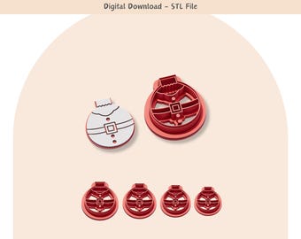 Santa Bauble Clay Cutter: Christmas Jewelry/Cookie STL File (4 Sizes)