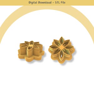 Flower Clay Cutter: 5 Sizes, Floral Jewelry/Cookie Design (Digital STL File)