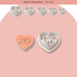 Valentine Heart XO Clay Cutter: Polymer Clay Jewelry, Cookie Designs (Digital STL File)