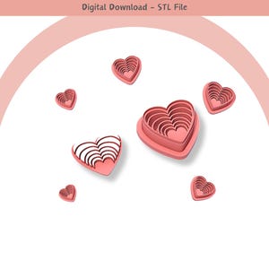 Valentine Heart Clay Cutter: Polymer Clay Jewelry & Cookie Designs (Digital STL File)