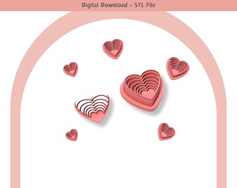 Valentine Heart Clay Cutter: Polymer Clay Jewelry & Cookie Designs (Digital STL File)