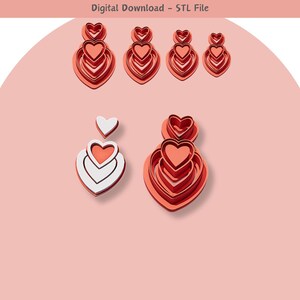 Valentine Heart Clay Cutter: 4 Sizes for Jewelry & Cookies (Digital STL File)