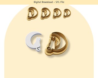 Crescent Moon Cat Clay Cutter: Jewelry & Cookie DIY (Digital STL File)
